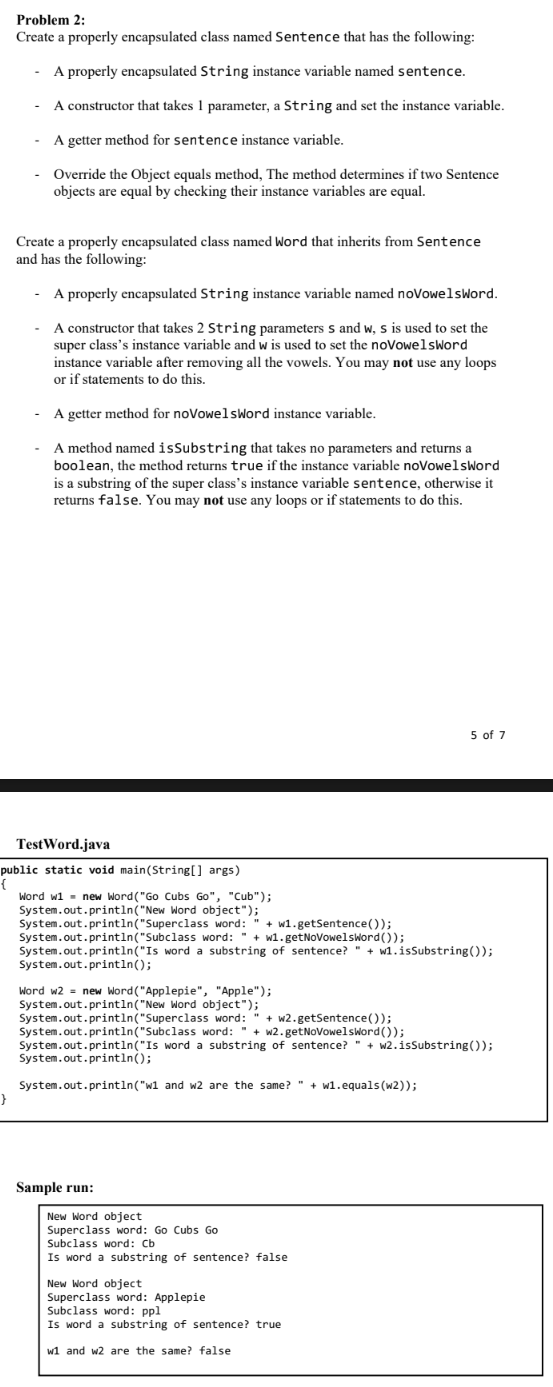 Solved TestWord.java```public static void main(String[] | Chegg.com