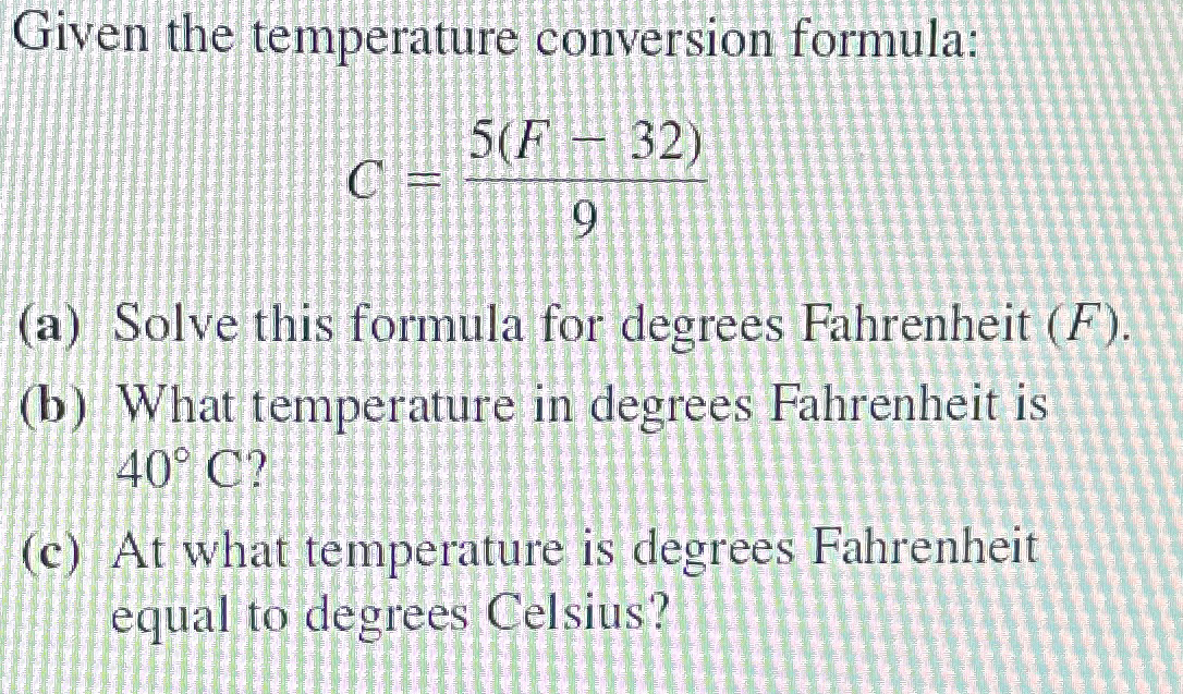 Temp conversion clearance formula