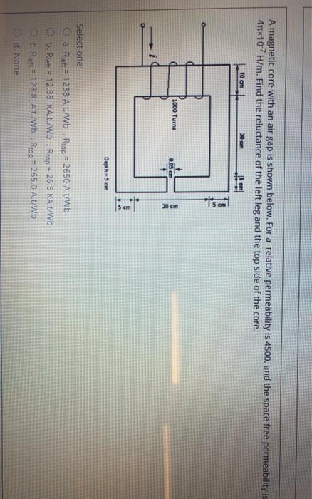 Solved A magnetic core with an air gap is shown below. For a | Chegg.com