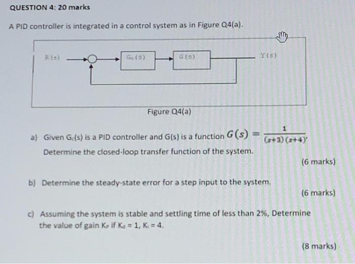 Solved QUESTION 4: 20 marks A PID controller is integrated | Chegg.com