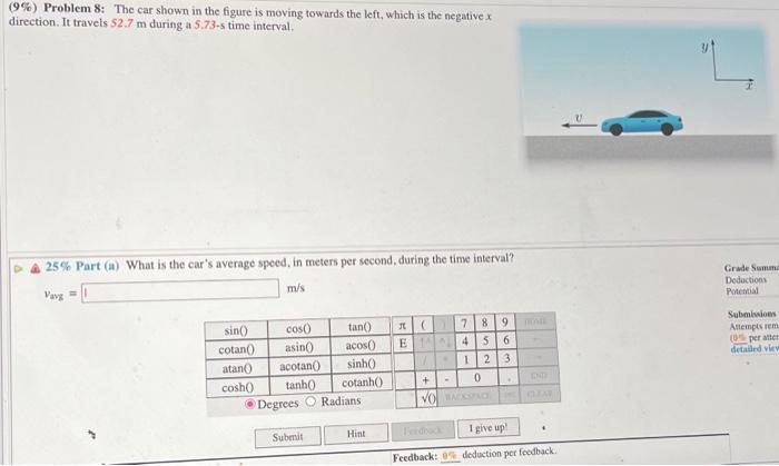 Solved (9\%) Problem 8: The Car Shown In The Figure Is | Chegg.com