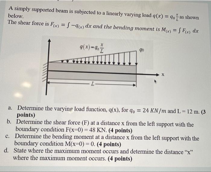 Solved A simply supported beam is subjected to a linearly | Chegg.com