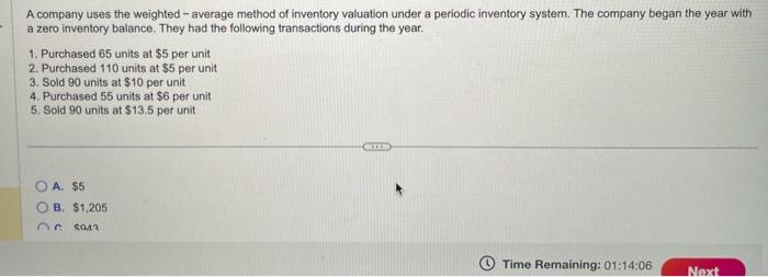 Solved A company uses the weighted - average method of | Chegg.com