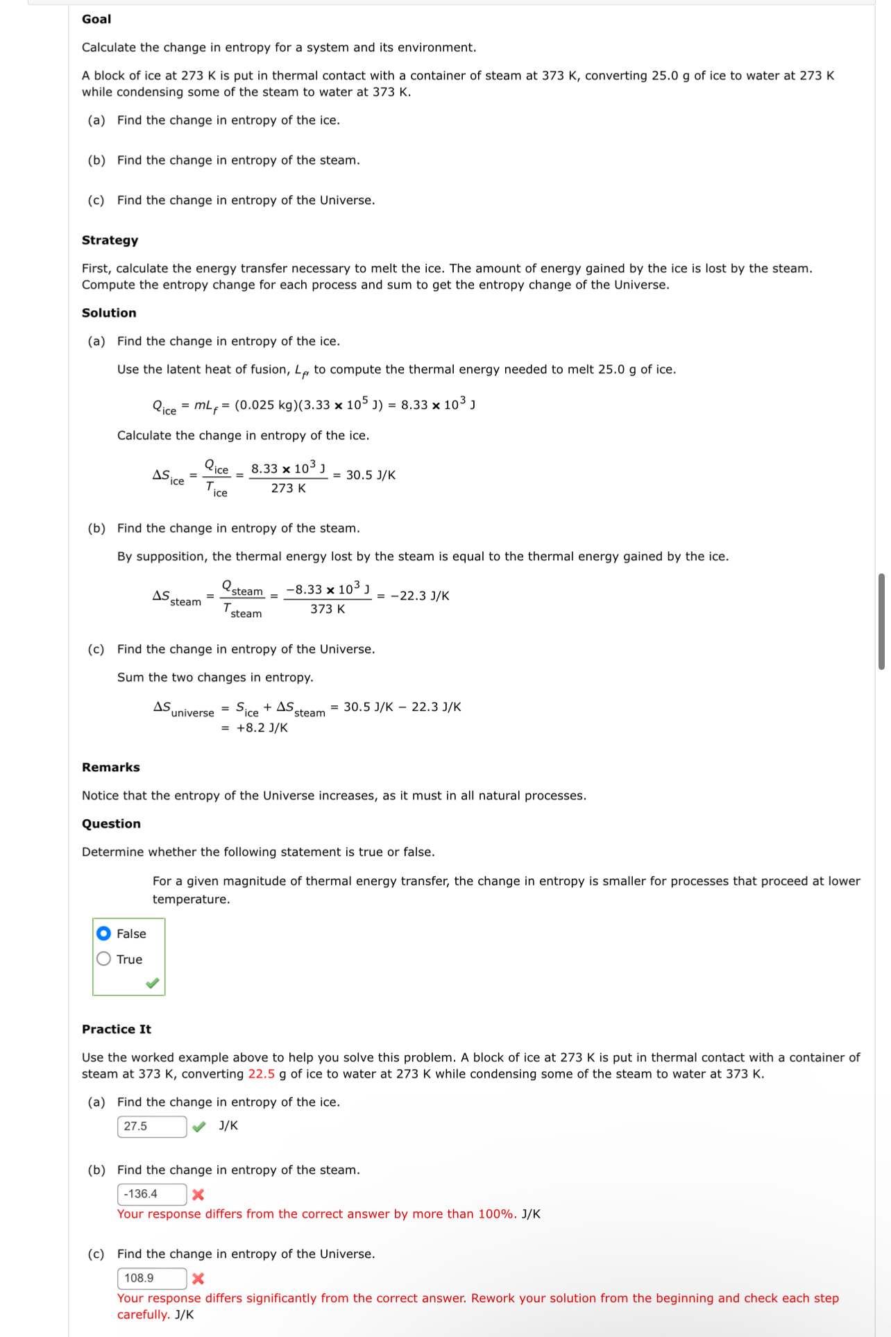 Solved GoalCalculate the change in entropy for a system and | Chegg.com