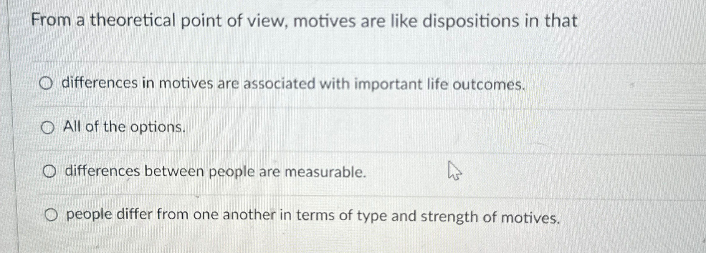 Solved From a theoretical point of view, motives are like | Chegg.com
