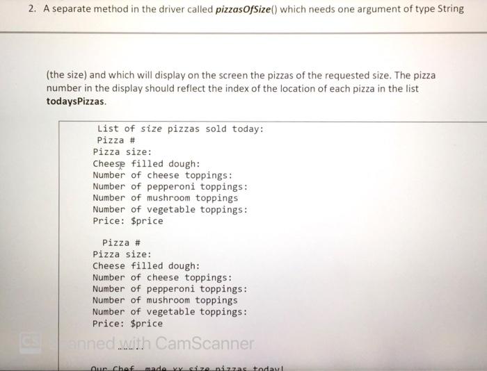 Solved - Part Two: DeluxePizza Take the Pizza class from | Chegg.com