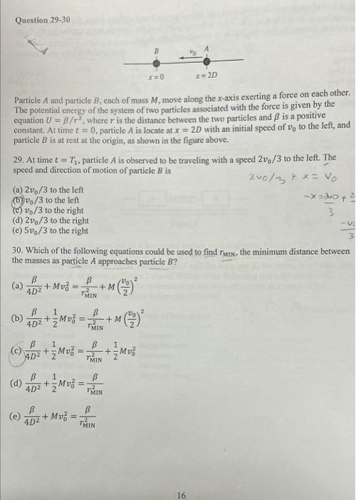 Solved Question 29-30 Particle A And Particle B, Each Of | Chegg.com