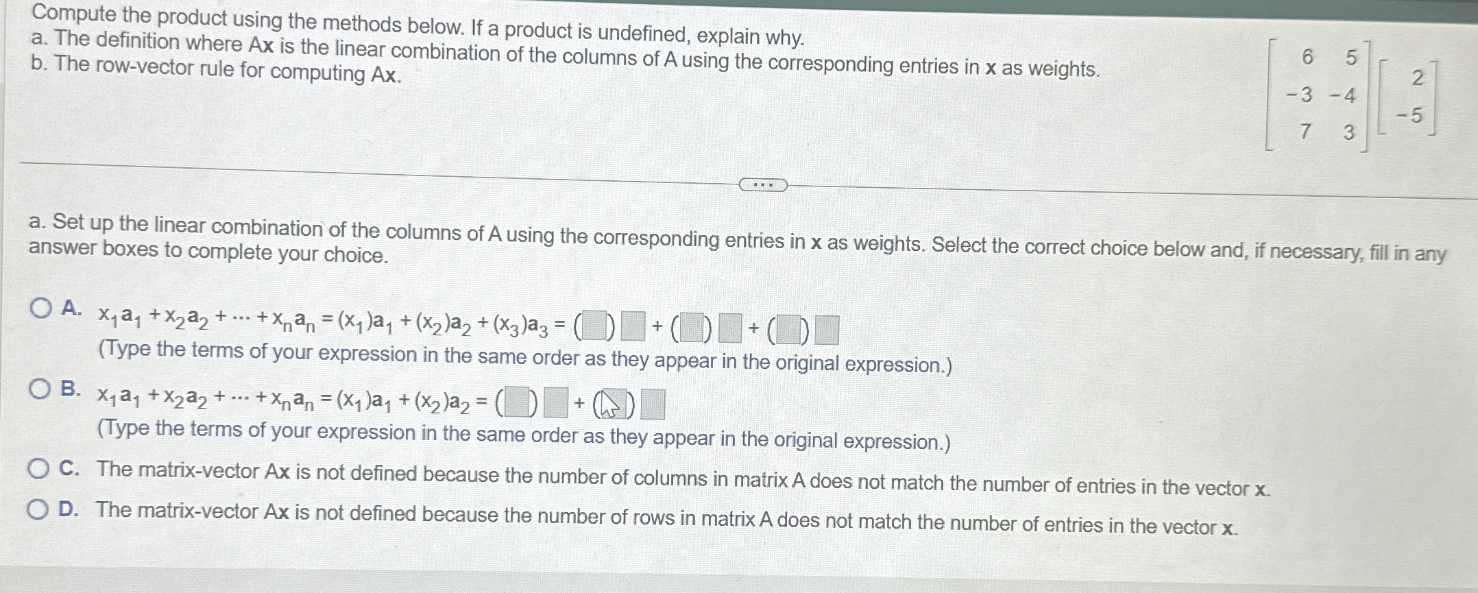 Solved Compute the product using the methods below. If a | Chegg.com