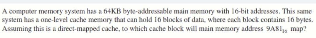 Solved A computer memory system has a 64 KB byte-addressable | Chegg.com