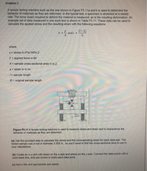Solved Problem 1 A tensile testing machine such as the one | Chegg.com