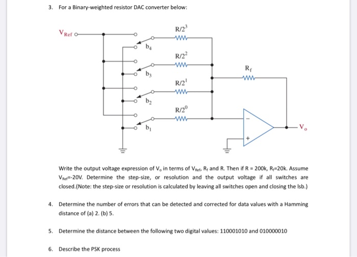 Solved 3. For a Binary-weighted resistor DAC converter | Chegg.com