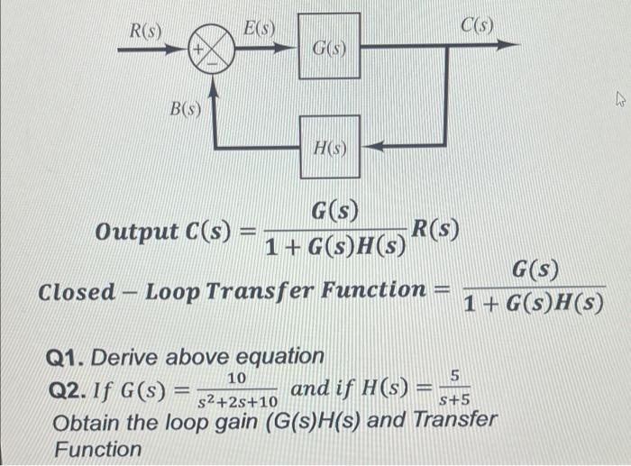 Solved Output C S 1 G S H S G S R S Closed Loop Transfer