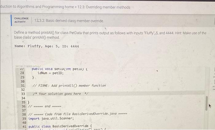 Solved CHALLENGE ACTIVITY 12.3.2: Basic derived class member | Chegg.com