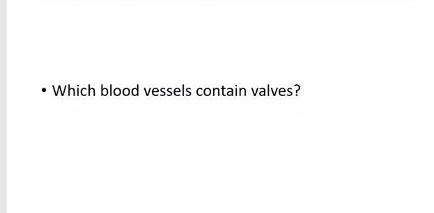 - Which blood vessels contain valves?