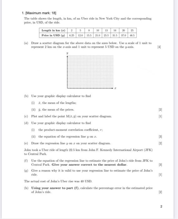 Solved 1. [Maximum mark: 18) The table shows the length, in 