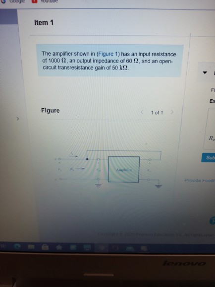 Solved Item 1 The amplifier shown in (Figure 1) has an input | Chegg.com