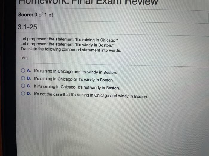 Solved Homework: Final Exam Review Score: 0 of 1 pt 1 of 50 | Chegg.com