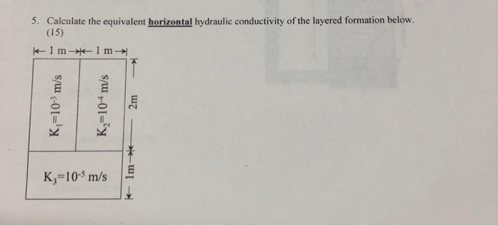 Solved 5. Calculate the equivalent horizontal hydraulic | Chegg.com