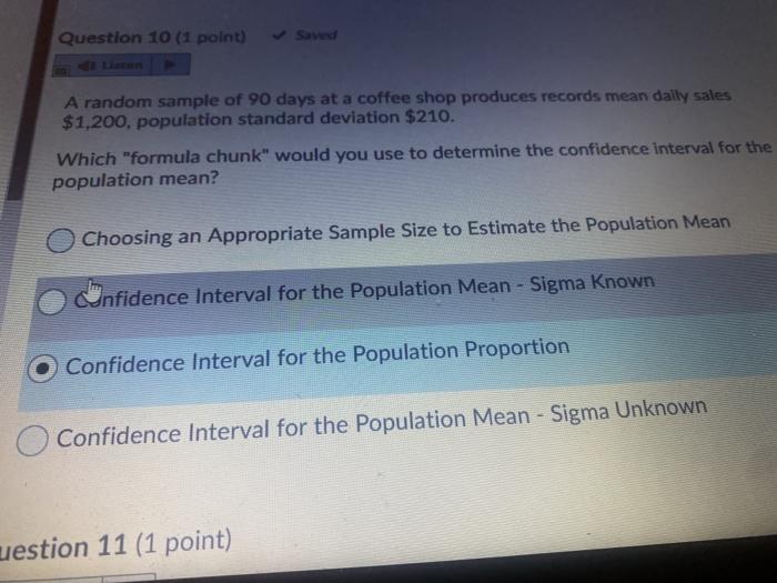 Solved Question 10 (1 point) Saved A random sample of 90 | Chegg.com