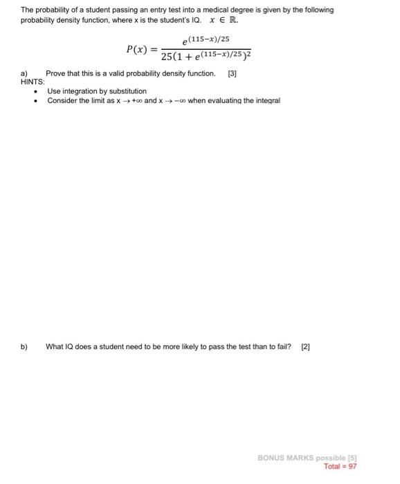 Solved The probability of a student passing an entry test | Chegg.com