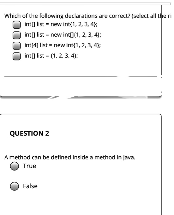 Solved Which of the following declarations are correct? | Chegg.com