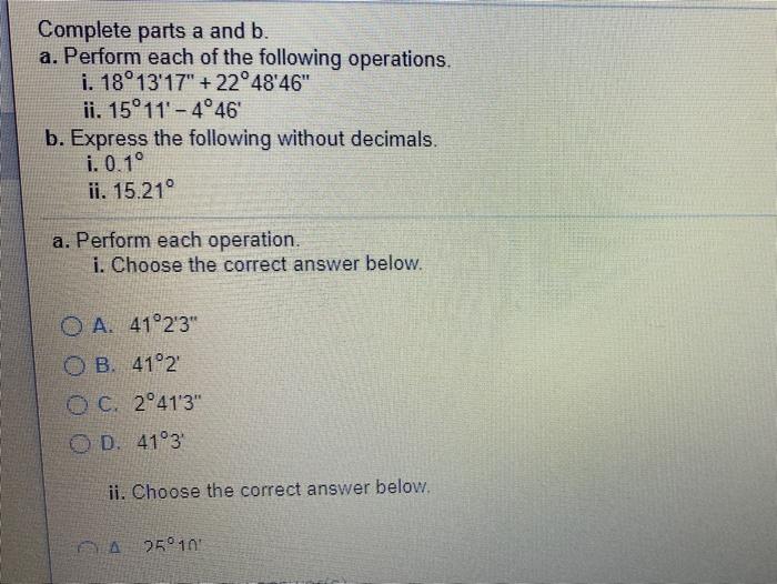 Solved Complete Parts A And B. A. Perform Each Of The | Chegg.com