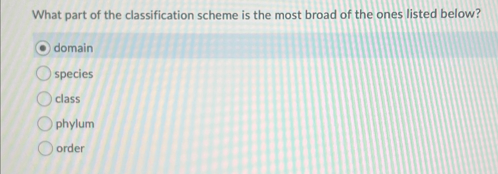 Solved What part of the classification scheme is the most | Chegg.com