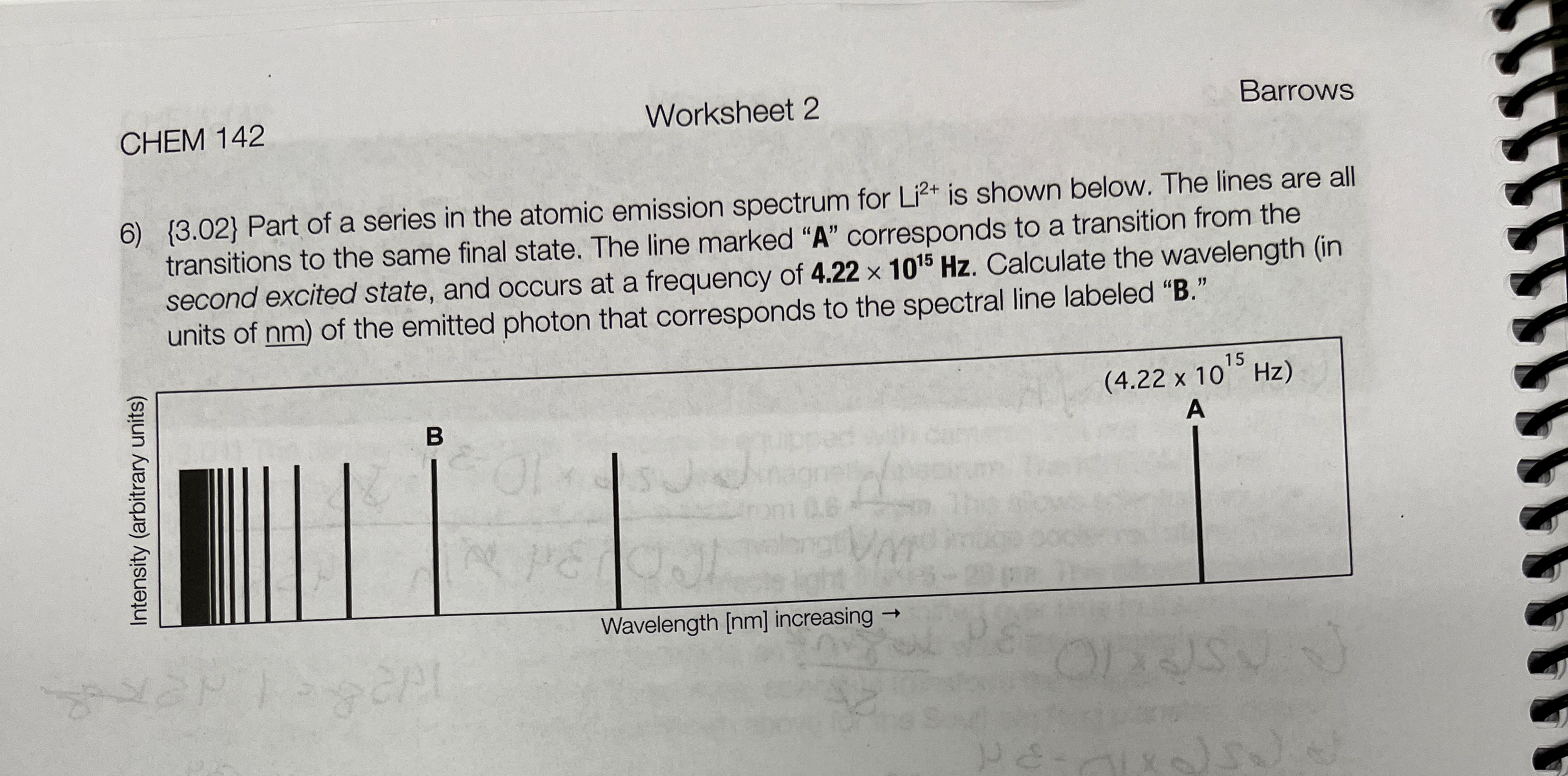 Solved Part of a series in the atomic emission spectrum for | Chegg.com