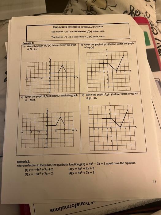 Solved Transformation Of Absolute Value Functions 1 Which 8479