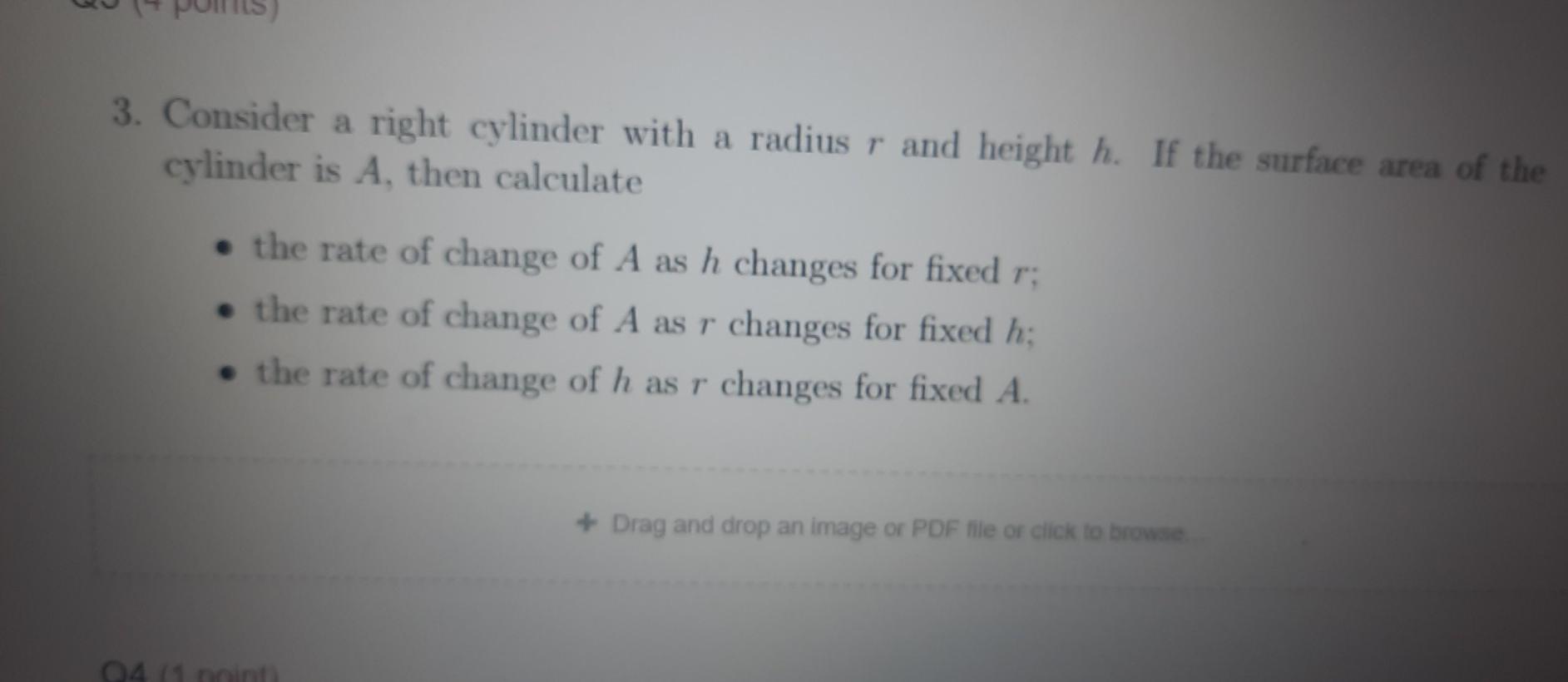 Solved 3. Consider a right cylinder with a radius r and | Chegg.com