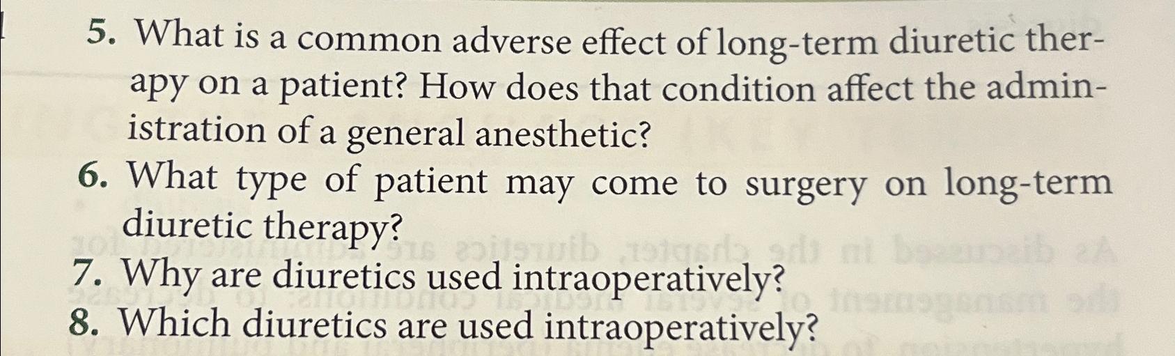 Solved What is a common adverse effect of long-term diuretic | Chegg.com