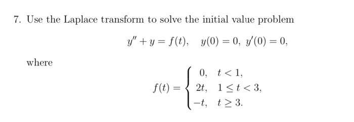 Solved 7. Use the Laplace transform to solve the initial | Chegg.com