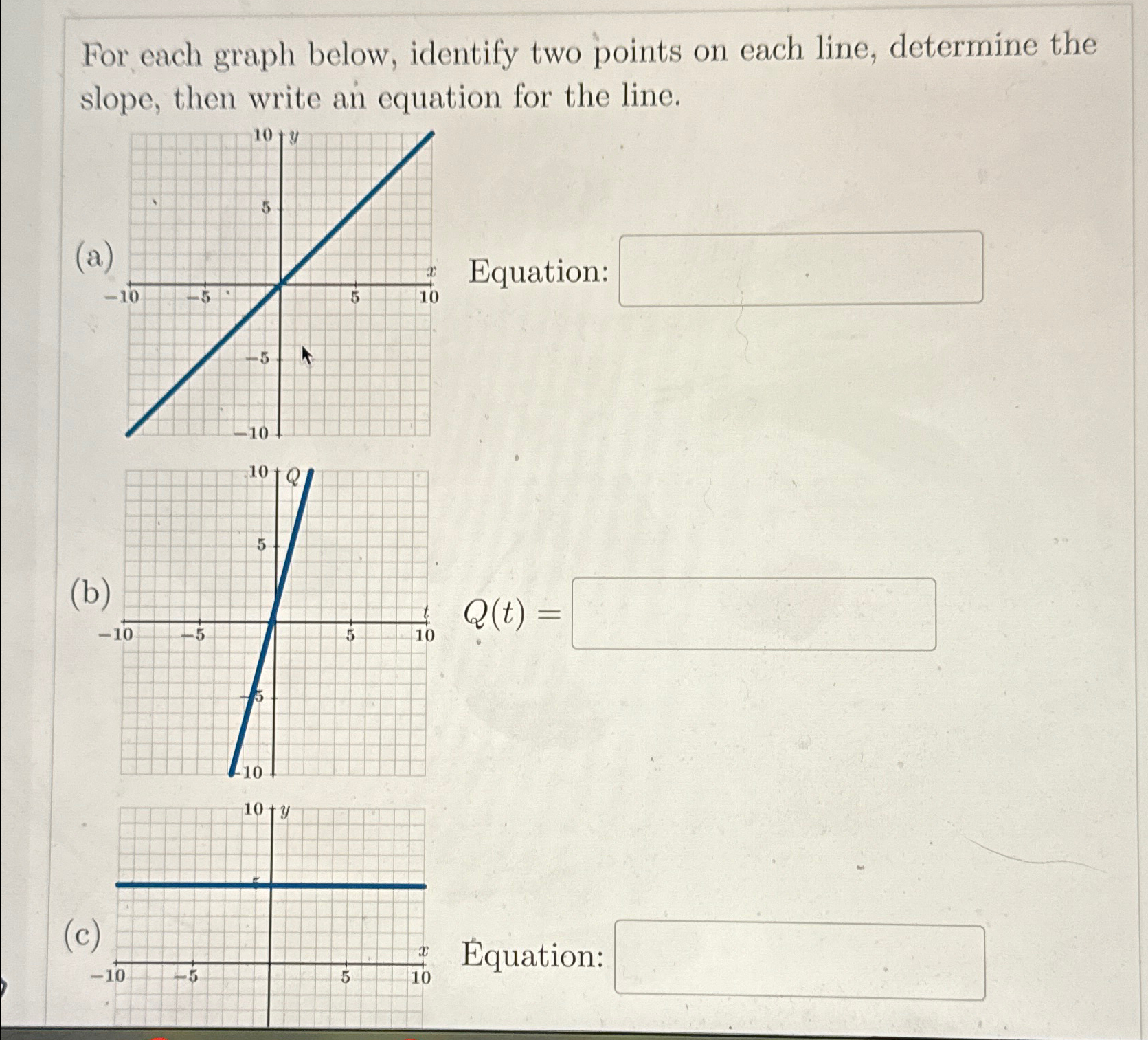 Solved For each graph below, identify two points on each | Chegg.com