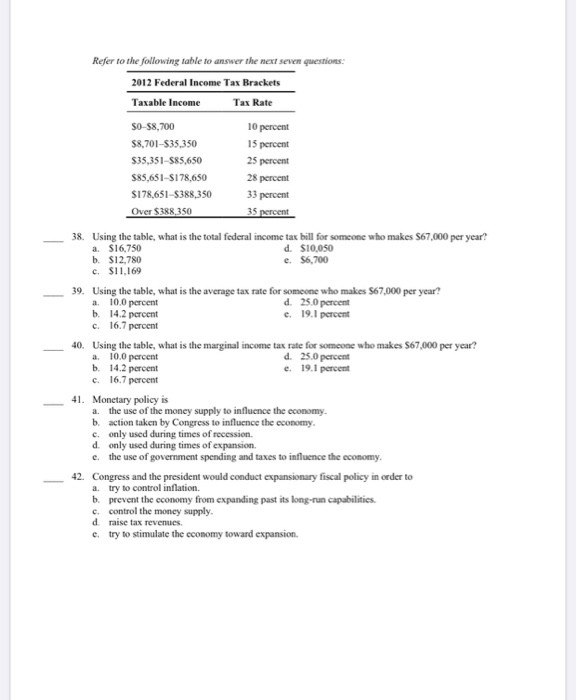 Solved Refer to the following table to answer the next seven | Chegg.com