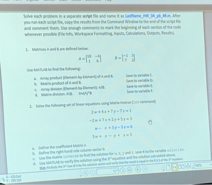 Solved Solve each problem in a separate script file and name | Chegg.com