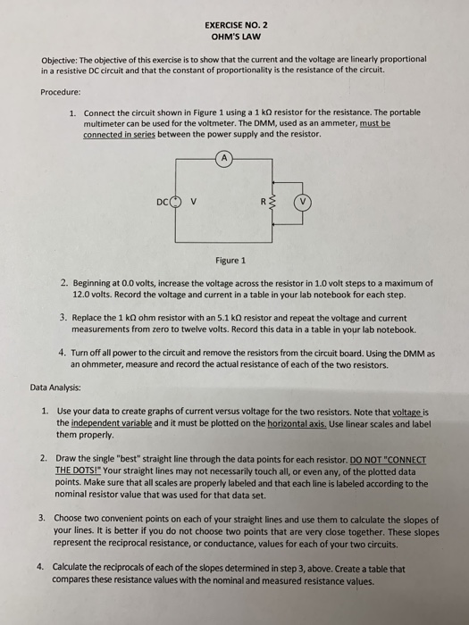 Solved EXERCISE NO. 2 OHM'S LAW Objective: The Objective Of | Chegg.com