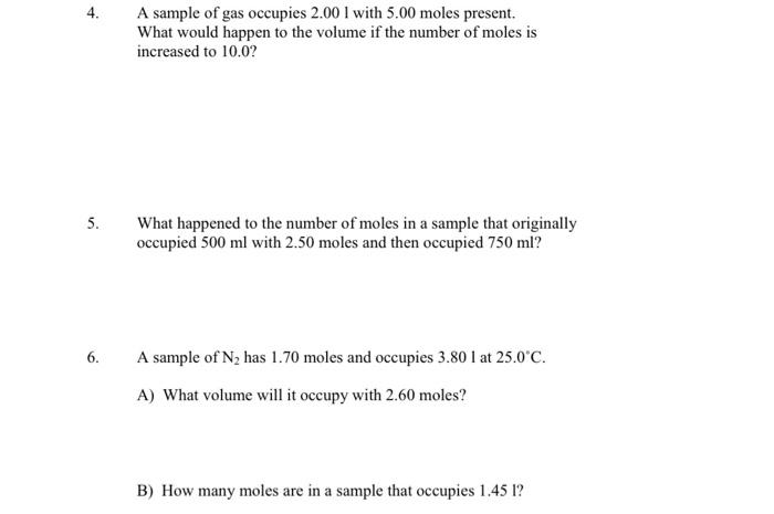 Solved AVOGADRO'S LAW PRACTICE PROBLEMS NAME State | Chegg.com