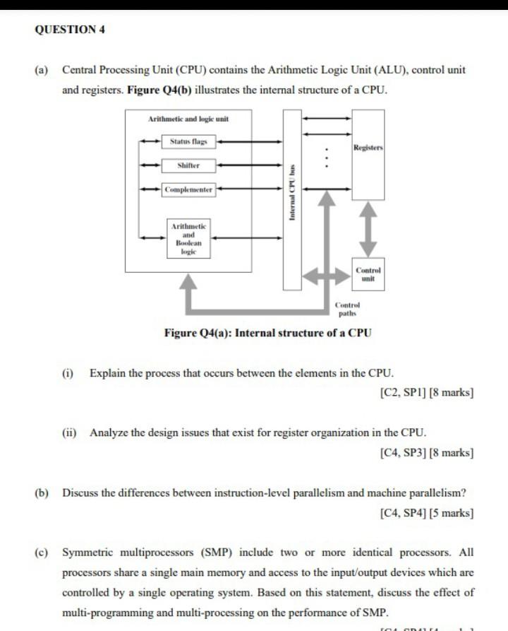 Solved QUESTION 4 (a) Central Processing Unit (CPU) Contains | Chegg.com