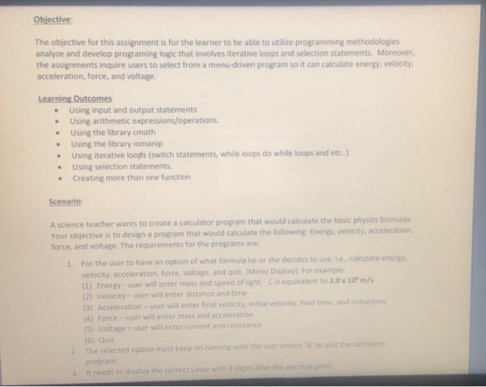 Solved Objective The objective for this assignment is for | Chegg.com