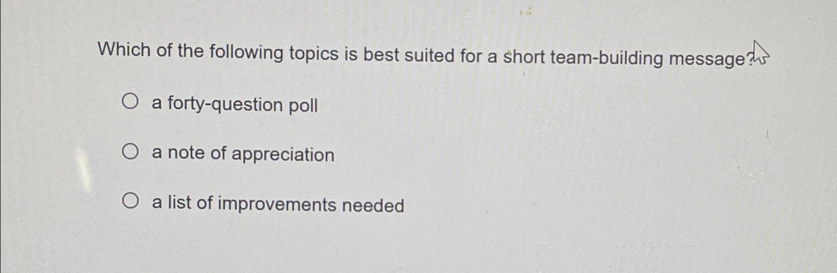 Solved Which of the following topics is best suited for a | Chegg.com