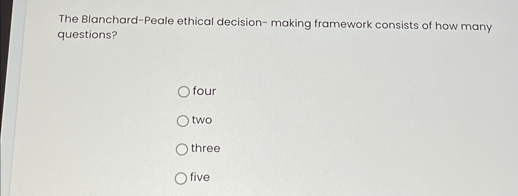 Solved The BlanchardPeale ethical decision ﻿making