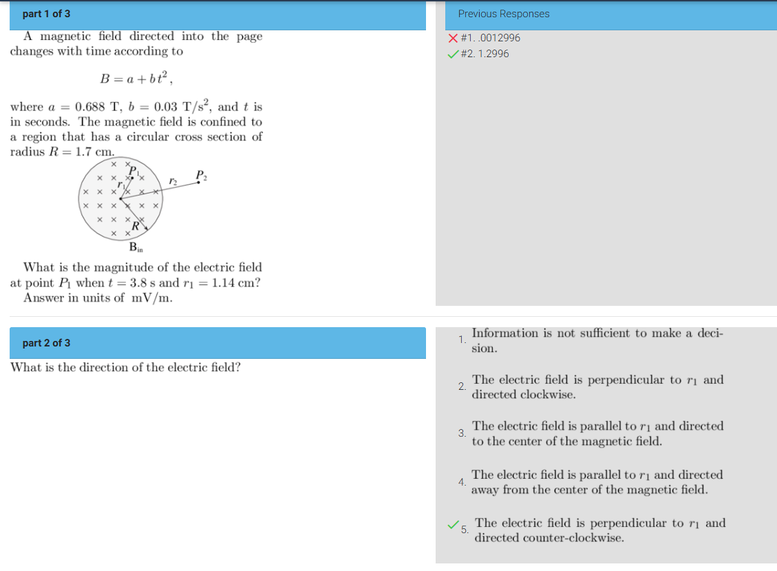 Solved A magnetic field directed into the pagechanges with | Chegg.com