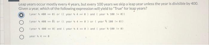 which makes leap year occurs every five years a proposition