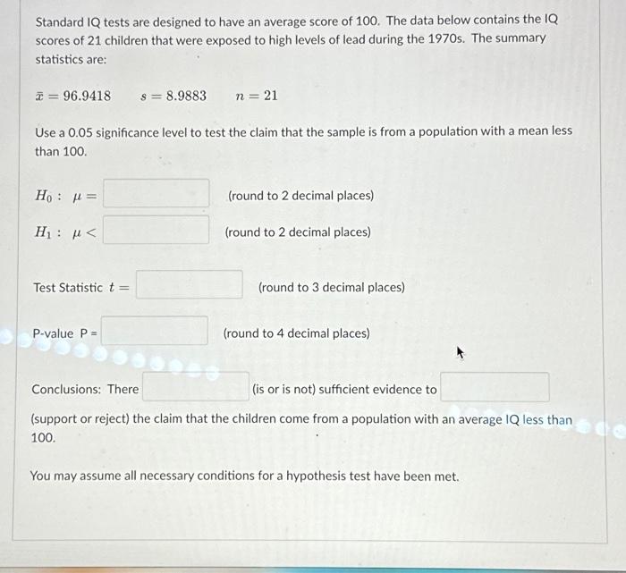 Solved Standard IQ tests are designed to have an average | Chegg.com