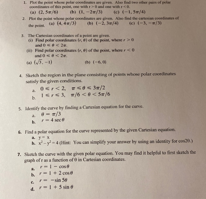 Solved 1. Plot the point whose polar coordinates are given. | Chegg.com