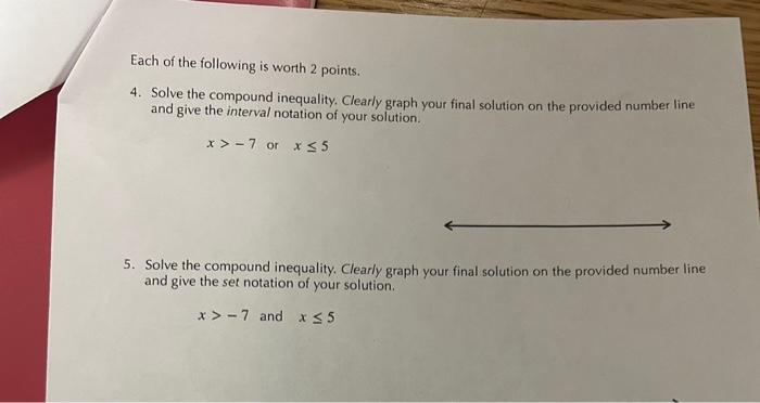 Solved Each of the following is worth 2 points. 4. Solve the | Chegg.com