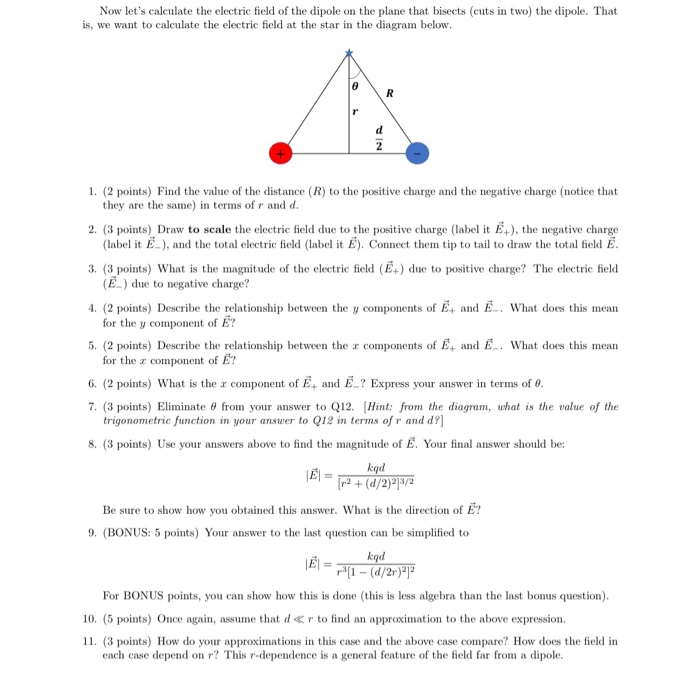 Solved Now let's calculate the electric field of the dipole | Chegg.com