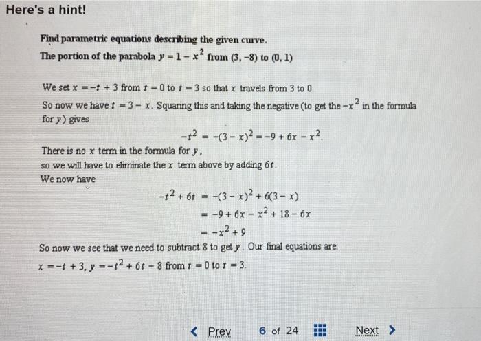 Solved 2 attempts left Check my work Find parametric | Chegg.com