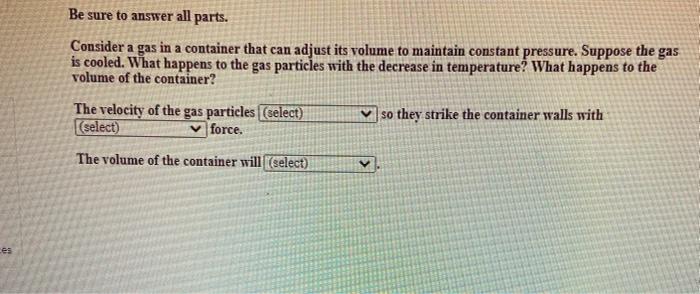 gas particles in container