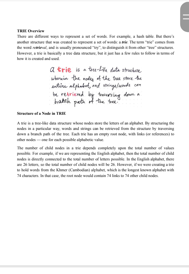 Solved TRIE Overview There are different ways to represent a | Chegg.com